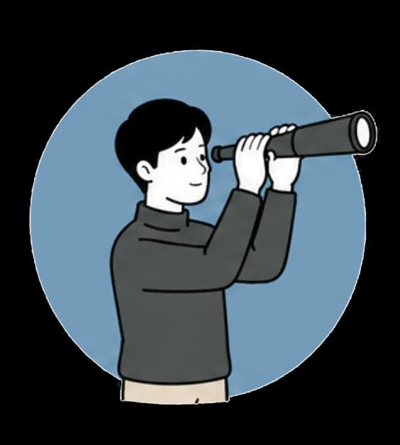ACTIE가 망원경으로 가치와 방향을 바라보는 심층 탐색 장면